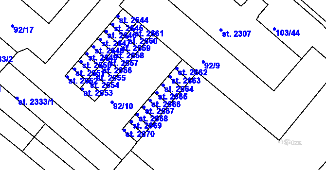 Parcela st. 2664 v KÚ Neratovice, Katastrální mapa