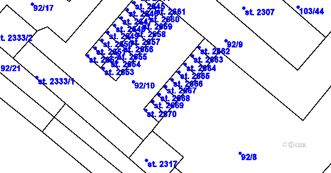Parcela st. 2667 v KÚ Neratovice, Katastrální mapa