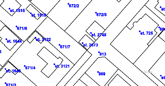 Parcela st. 2673 v KÚ Neratovice, Katastrální mapa