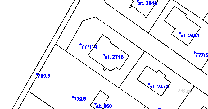 Parcela st. 2716 v KÚ Neratovice, Katastrální mapa