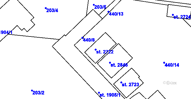 Parcela st. 2722 v KÚ Neratovice, Katastrální mapa