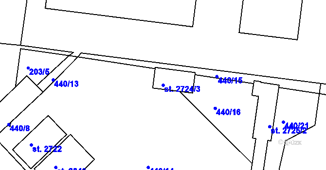 Parcela st. 2724/3 v KÚ Neratovice, Katastrální mapa