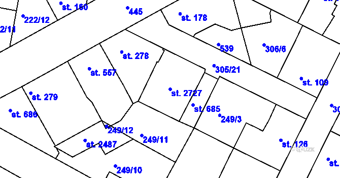 Parcela st. 2727 v KÚ Neratovice, Katastrální mapa