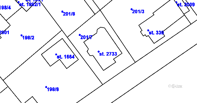 Parcela st. 2733 v KÚ Neratovice, Katastrální mapa