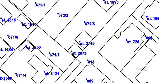 Parcela st. 2745 v KÚ Neratovice, Katastrální mapa