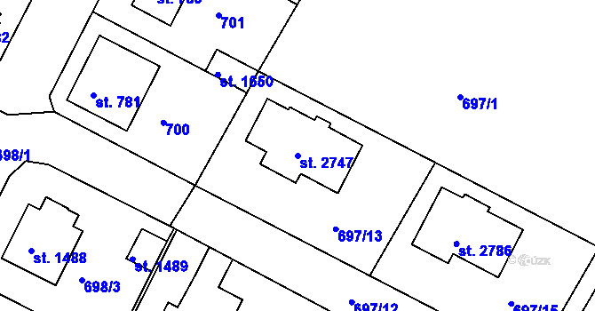 Parcela st. 2747 v KÚ Neratovice, Katastrální mapa