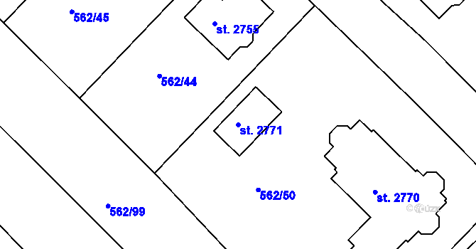 Parcela st. 2771 v KÚ Neratovice, Katastrální mapa