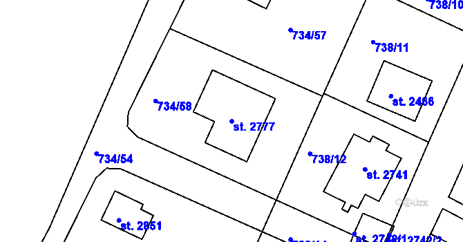 Parcela st. 2777 v KÚ Neratovice, Katastrální mapa