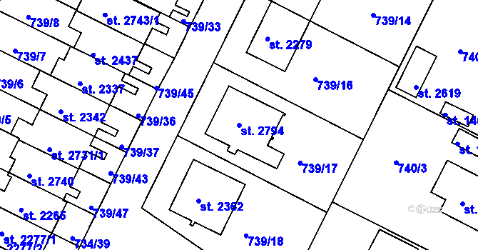 Parcela st. 2794 v KÚ Neratovice, Katastrální mapa