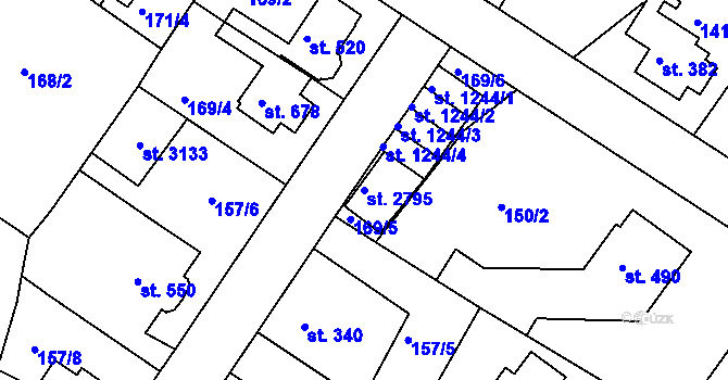 Parcela st. 2795 v KÚ Neratovice, Katastrální mapa