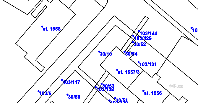 Parcela st. 30/10 v KÚ Neratovice, Katastrální mapa
