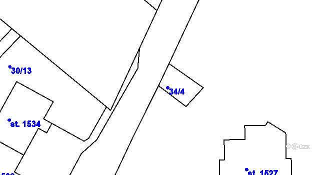 Parcela st. 34/4 v KÚ Neratovice, Katastrální mapa