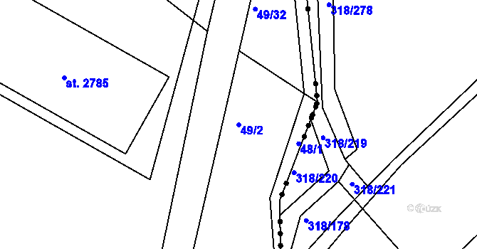 Parcela st. 49/2 v KÚ Neratovice, Katastrální mapa