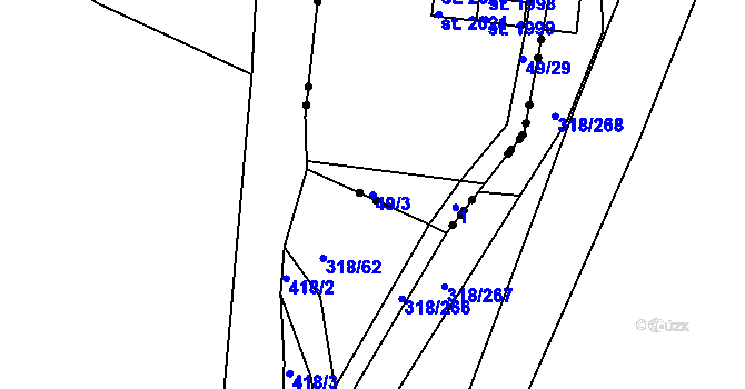 Parcela st. 49/3 v KÚ Neratovice, Katastrální mapa