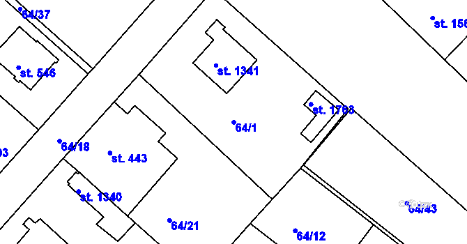 Parcela st. 64/1 v KÚ Neratovice, Katastrální mapa