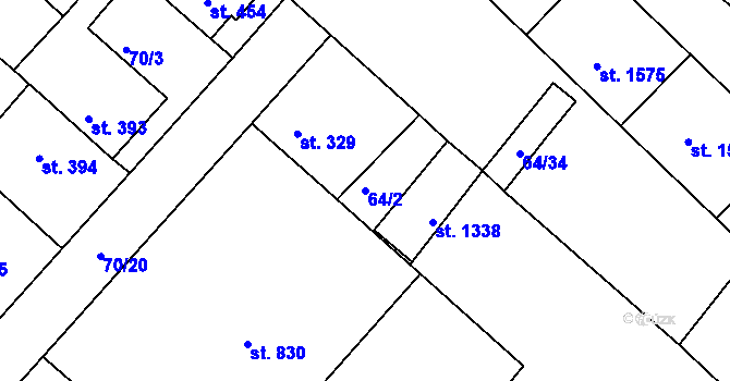 Parcela st. 64/2 v KÚ Neratovice, Katastrální mapa