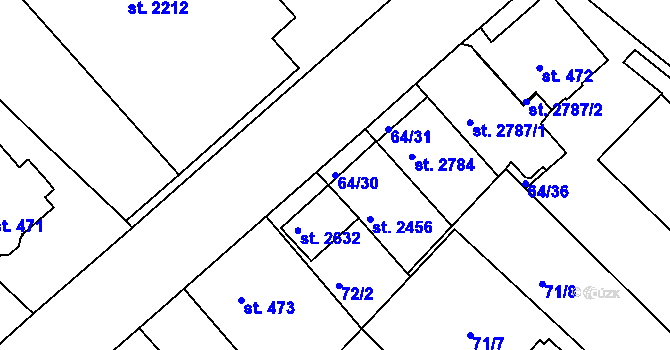 Parcela st. 64/30 v KÚ Neratovice, Katastrální mapa