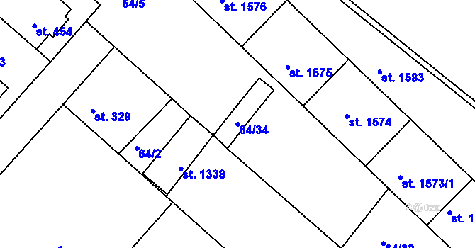 Parcela st. 64/34 v KÚ Neratovice, Katastrální mapa