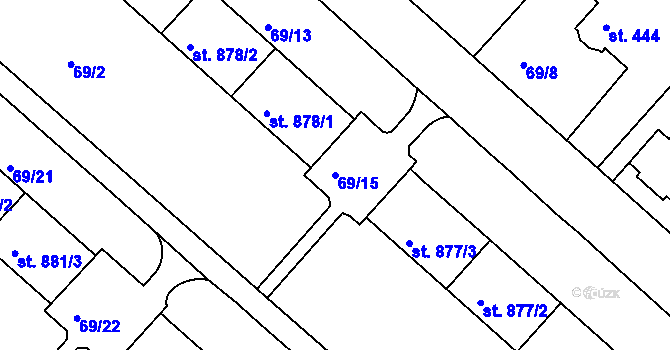 Parcela st. 69/15 v KÚ Neratovice, Katastrální mapa