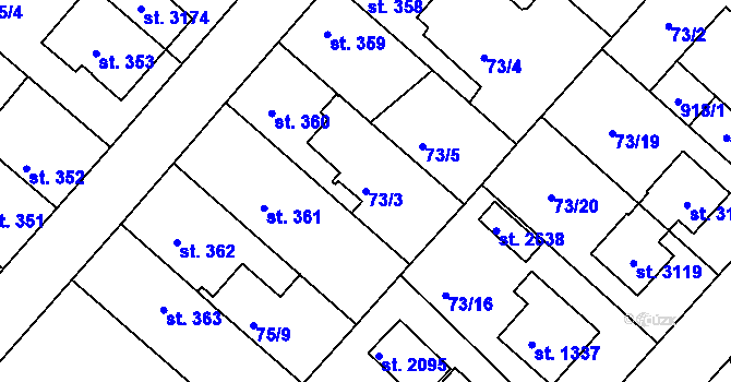 Parcela st. 73/3 v KÚ Neratovice, Katastrální mapa