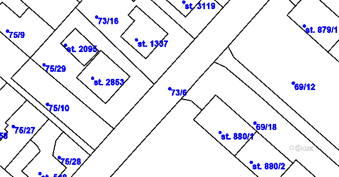 Parcela st. 73/6 v KÚ Neratovice, Katastrální mapa
