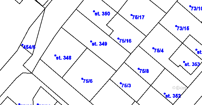 Parcela st. 75/13 v KÚ Neratovice, Katastrální mapa