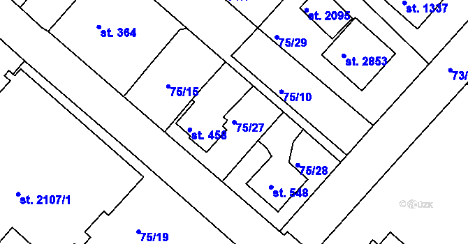 Parcela st. 75/27 v KÚ Neratovice, Katastrální mapa