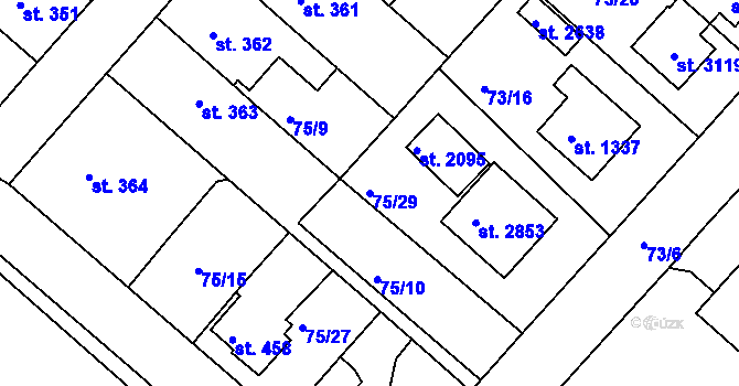 Parcela st. 75/29 v KÚ Neratovice, Katastrální mapa