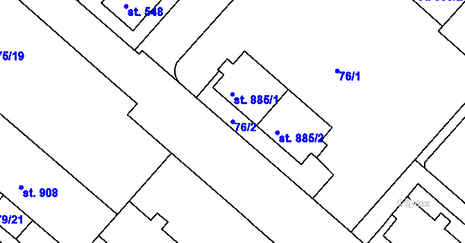 Parcela st. 76/2 v KÚ Neratovice, Katastrální mapa