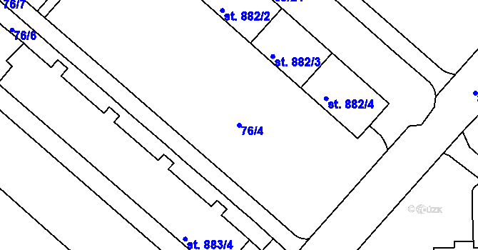 Parcela st. 76/4 v KÚ Neratovice, Katastrální mapa