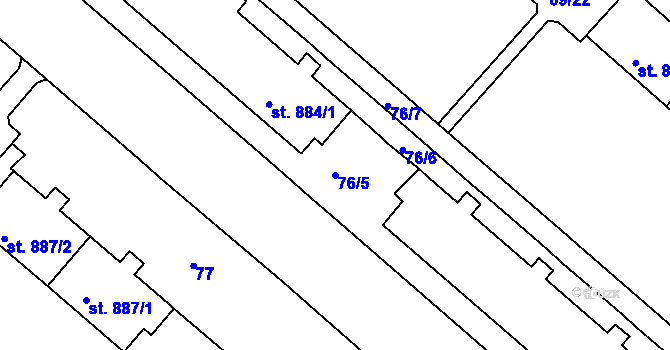 Parcela st. 76/5 v KÚ Neratovice, Katastrální mapa