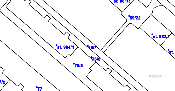 Parcela st. 76/7 v KÚ Neratovice, Katastrální mapa