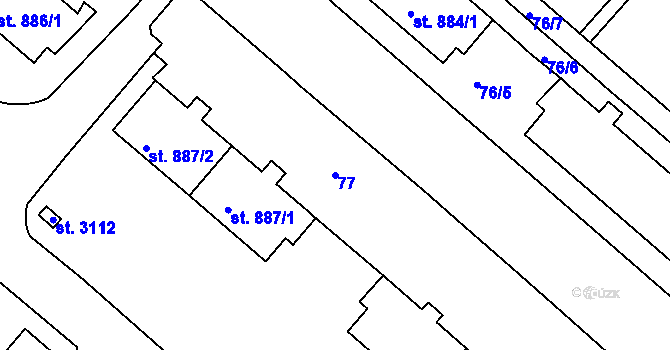 Parcela st. 77 v KÚ Neratovice, Katastrální mapa