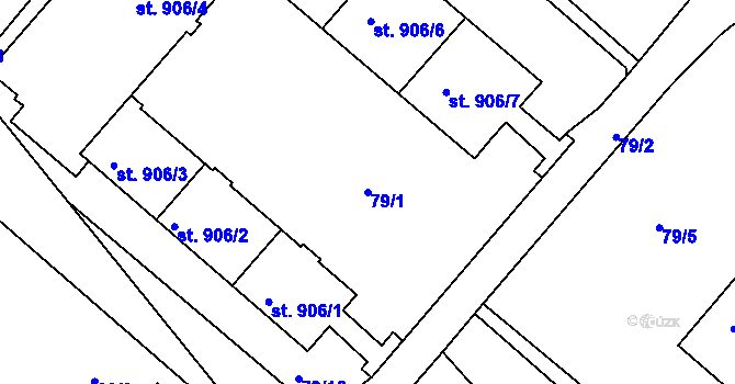 Parcela st. 79/1 v KÚ Neratovice, Katastrální mapa