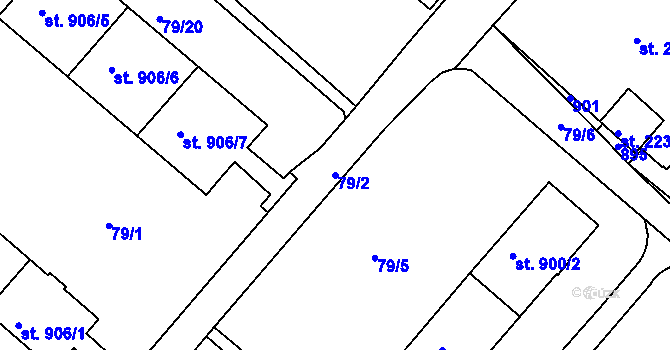 Parcela st. 79/2 v KÚ Neratovice, Katastrální mapa