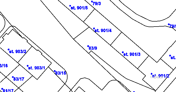 Parcela st. 83/9 v KÚ Neratovice, Katastrální mapa