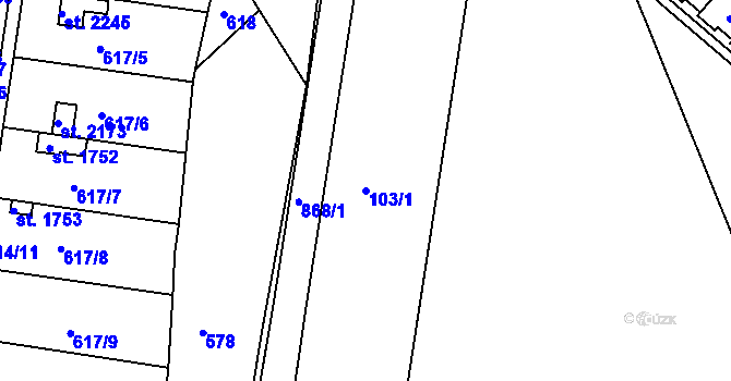 Parcela st. 103/1 v KÚ Neratovice, Katastrální mapa