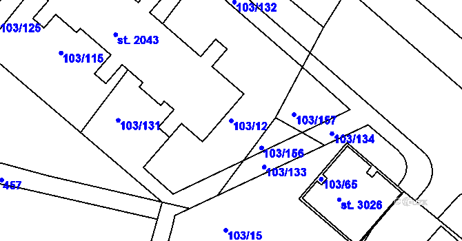 Parcela st. 103/12 v KÚ Neratovice, Katastrální mapa