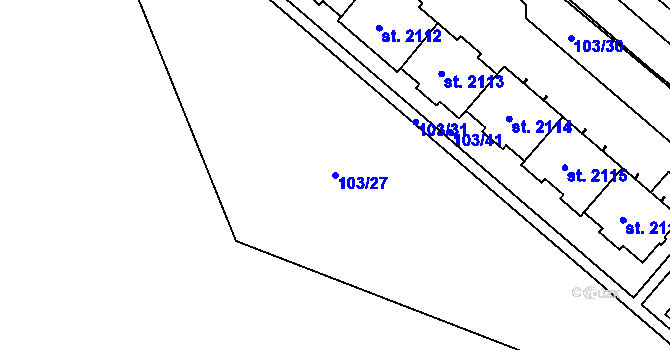 Parcela st. 103/27 v KÚ Neratovice, Katastrální mapa