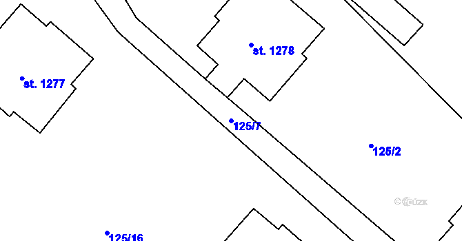 Parcela st. 125/7 v KÚ Neratovice, Katastrální mapa