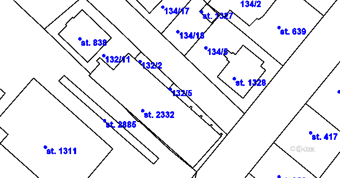 Parcela st. 132/5 v KÚ Neratovice, Katastrální mapa