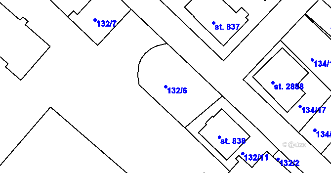 Parcela st. 132/6 v KÚ Neratovice, Katastrální mapa