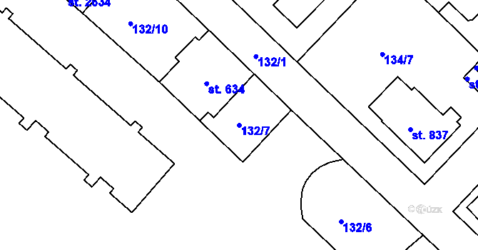Parcela st. 132/7 v KÚ Neratovice, Katastrální mapa