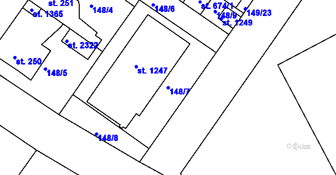 Parcela st. 148/7 v KÚ Neratovice, Katastrální mapa