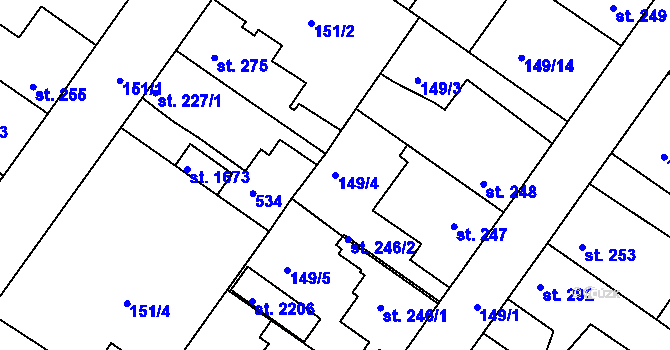 Parcela st. 149/4 v KÚ Neratovice, Katastrální mapa