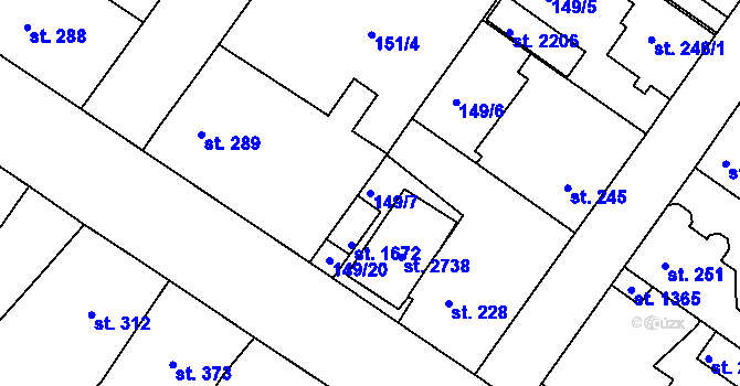 Parcela st. 149/7 v KÚ Neratovice, Katastrální mapa