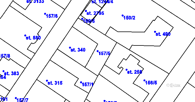 Parcela st. 157/5 v KÚ Neratovice, Katastrální mapa