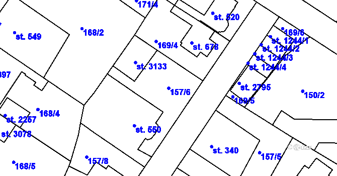 Parcela st. 157/6 v KÚ Neratovice, Katastrální mapa