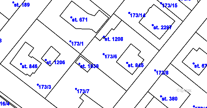 Parcela st. 173/6 v KÚ Neratovice, Katastrální mapa