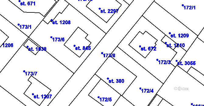 Parcela st. 173/8 v KÚ Neratovice, Katastrální mapa